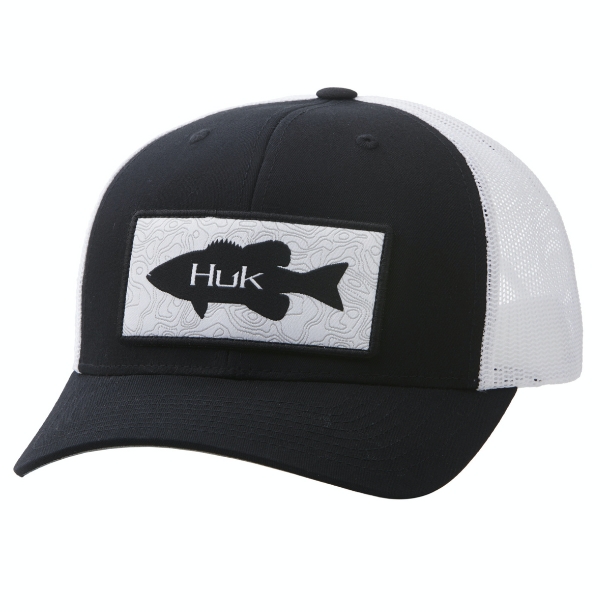 Huk Performance Fishing Hat Mesh Snapback Trucker Black Gray Logo